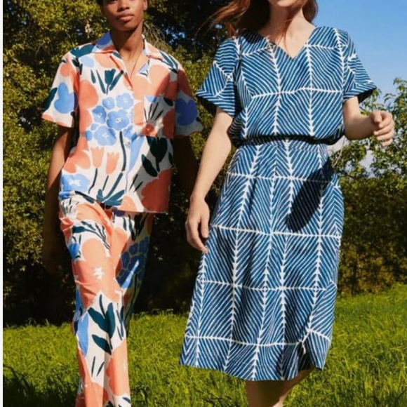 Marimekko and Uniqlo collab light blue and white denim A line midi skirt NWT - Picture 12 of 12